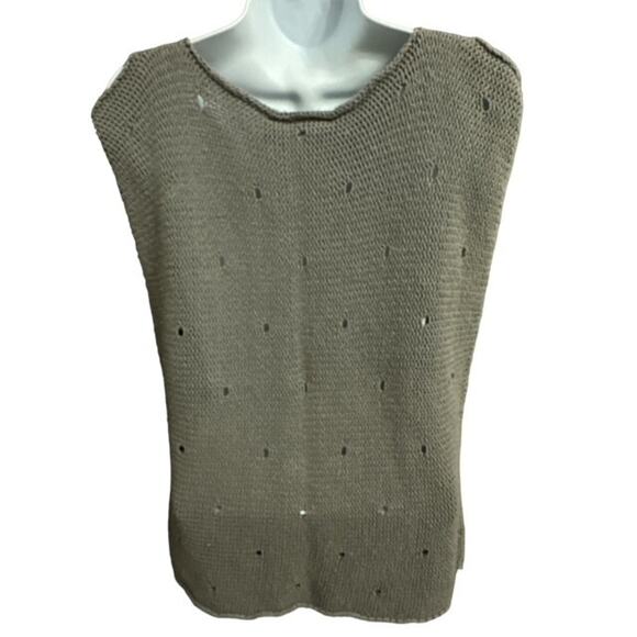 Decouve Small Sweater Vest Gray Loose Knit Retro Vintage 90's Peasant - Picture 5 of 5